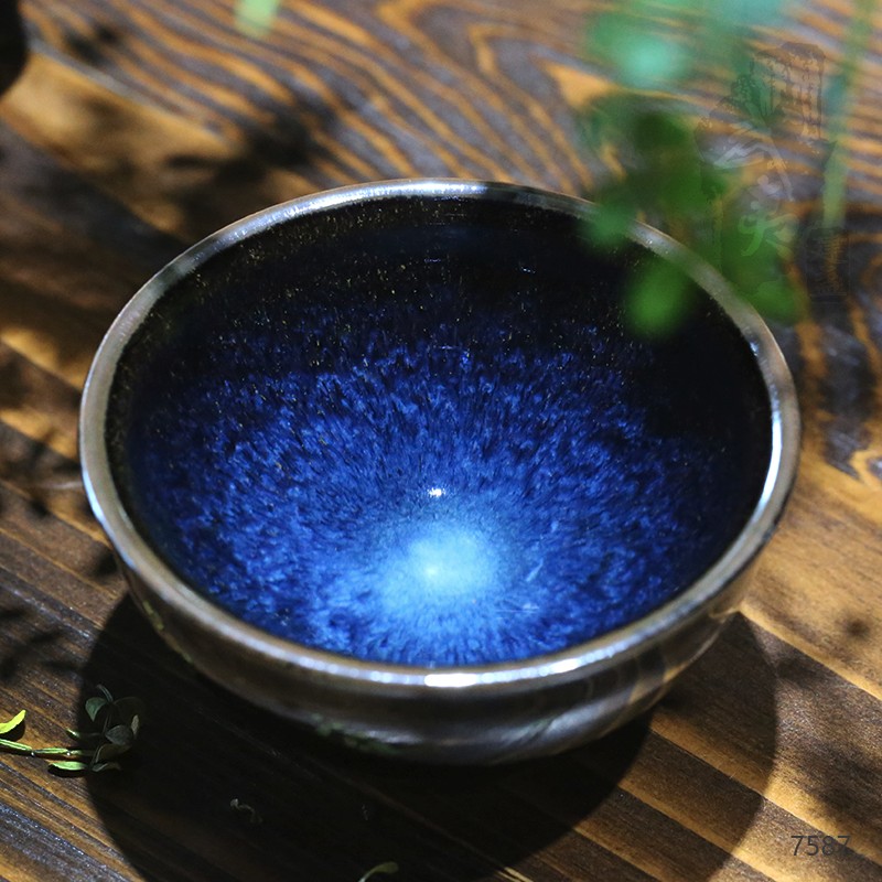 建盏大师孙莉乌金蓝釉盏