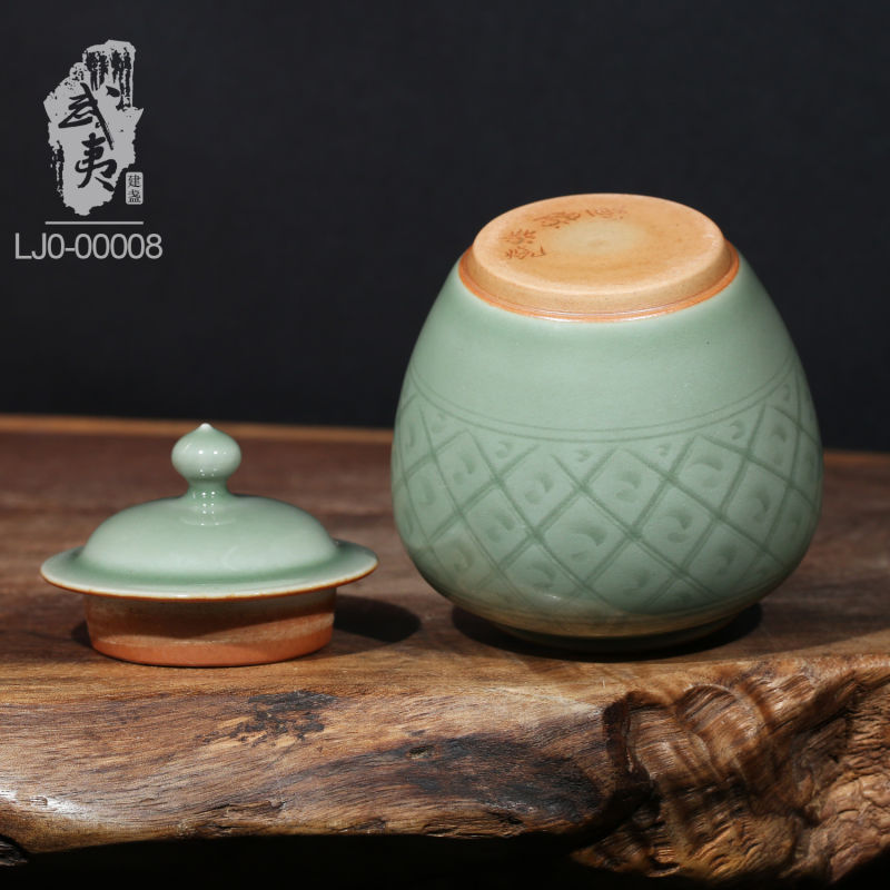青瓷刘杰，柴烧小茶叶罐，刘杰，LJ0-00008-武夷建盏