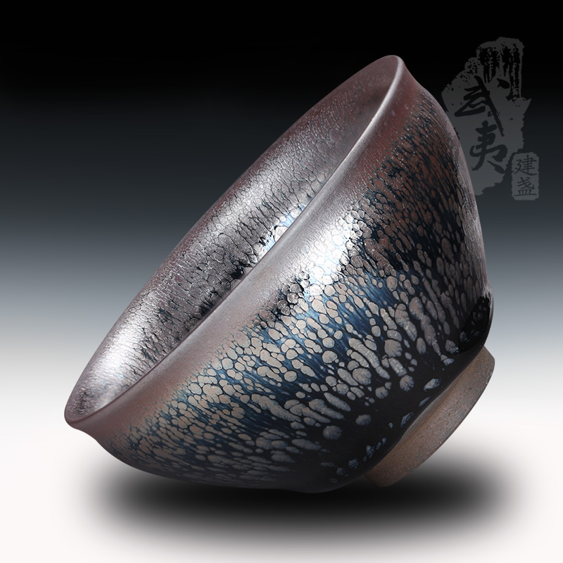 建盏大师阙美娇，银油滴束口盏