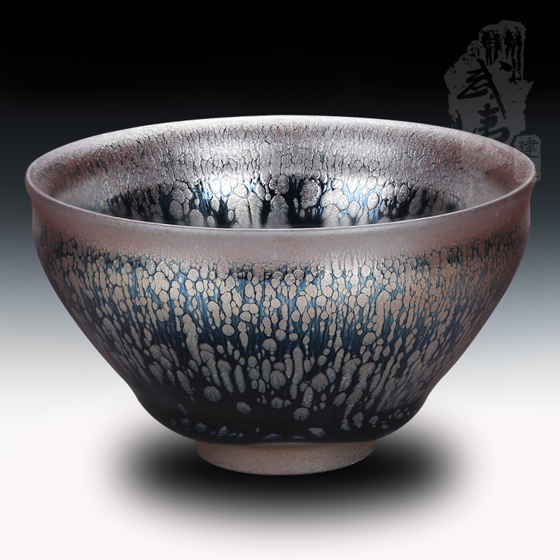 建盏大师阙美娇，银油滴束口盏