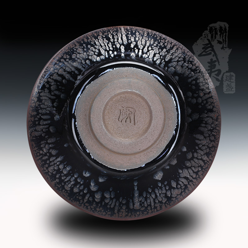 建盏大师阙美娇，银油滴束口盏