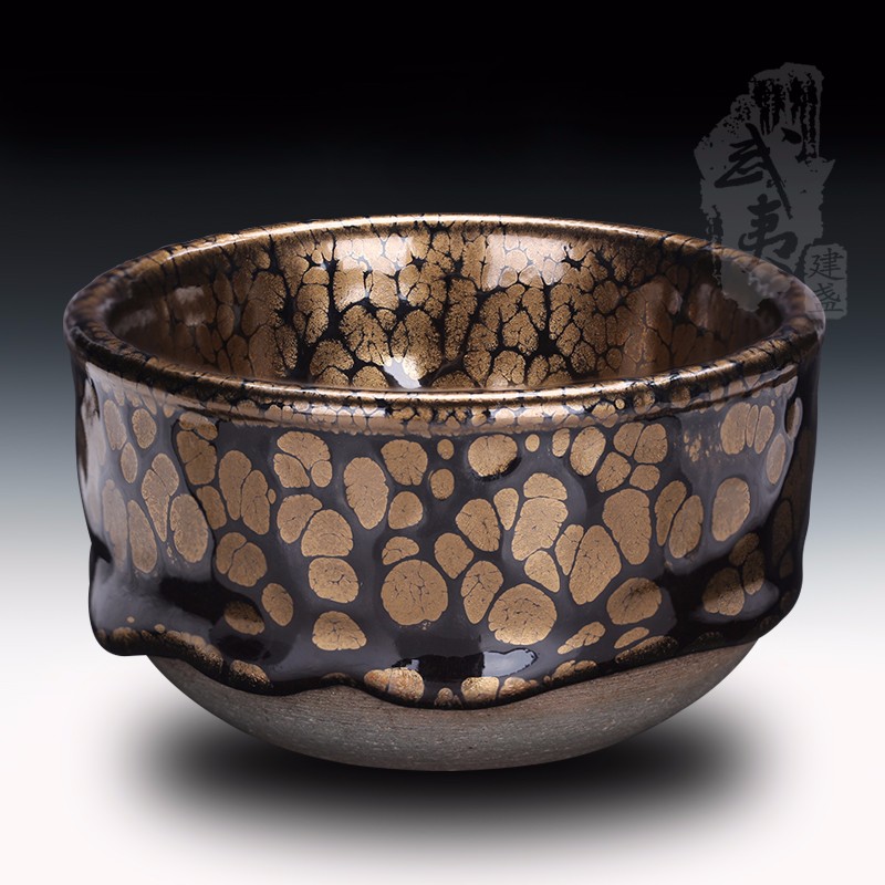 建盏大师黄美金，金油滴钵 