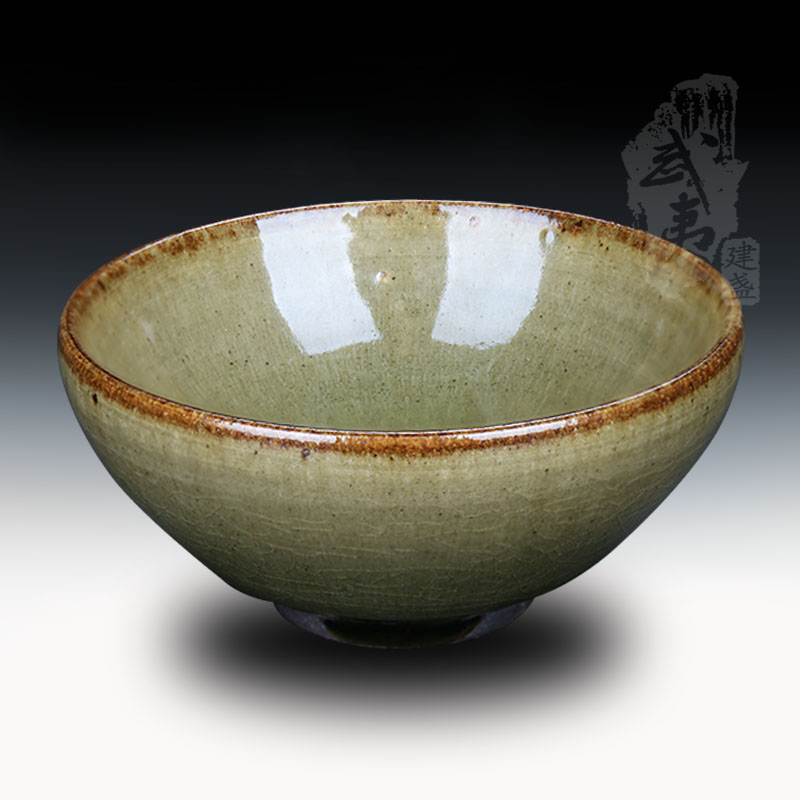 建盏大师吕竹兴，敛口仿古茶叶末盏