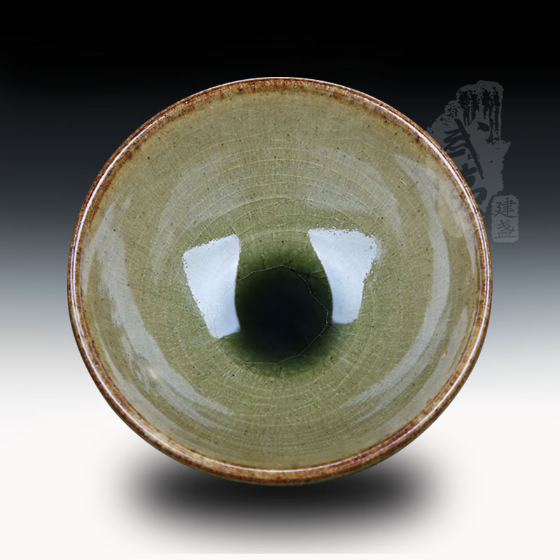 建盏大师吕竹兴，敛口仿古茶叶末盏