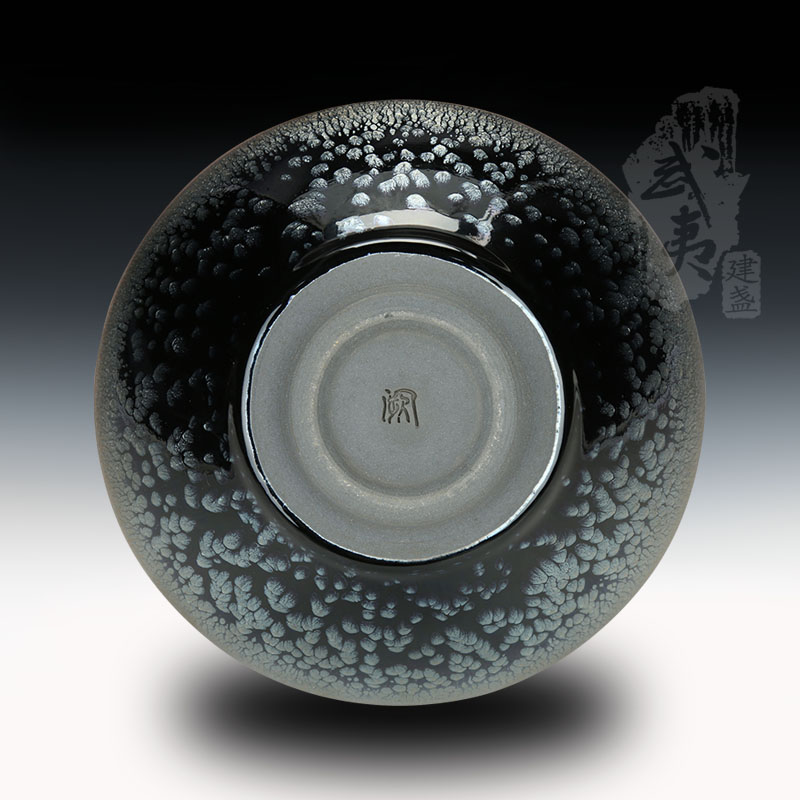 建盏大师阙梅娇，束口香炉蓝油滴大盏