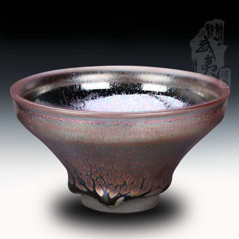 建盏大师裴春元，束口彩金盏