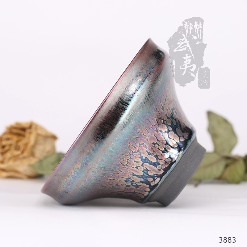 建盏大师裴春元，束口彩金盏