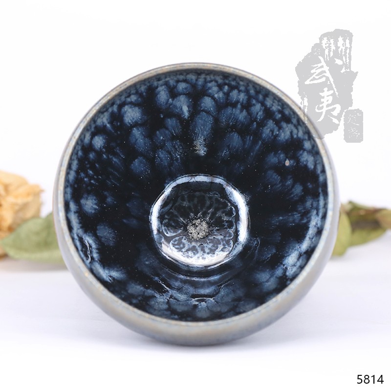 建盏大师饶飞雄，赖敏惺，敛口蓝油滴