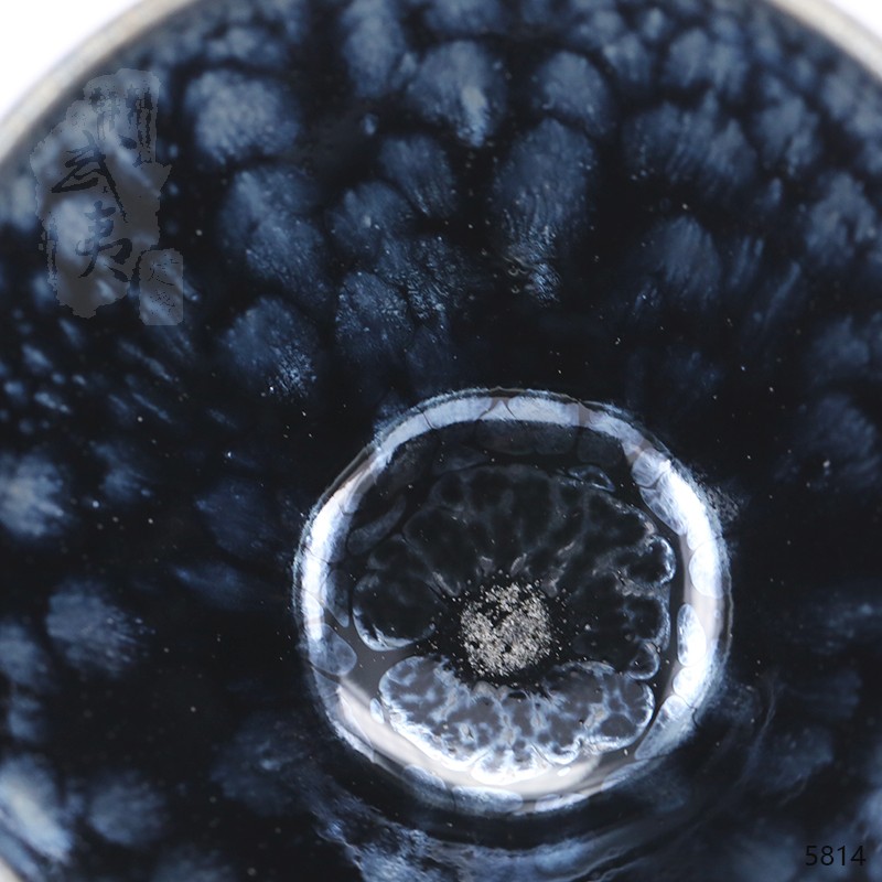 建盏大师饶飞雄，赖敏惺，敛口蓝油滴