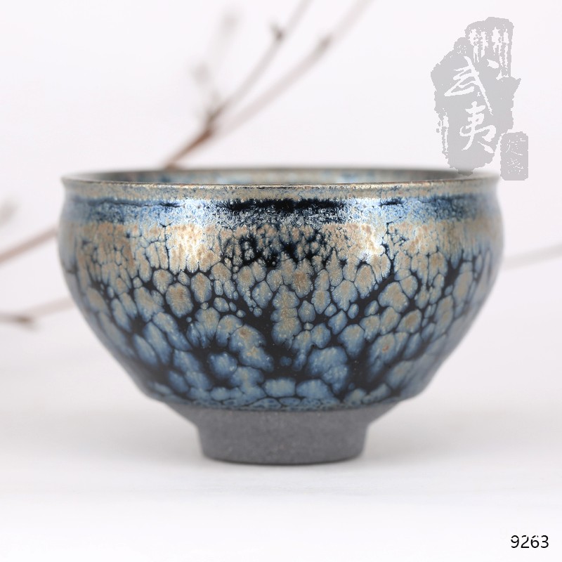 建盏大师饶飞雄，赖敏惺，束口蓝油滴