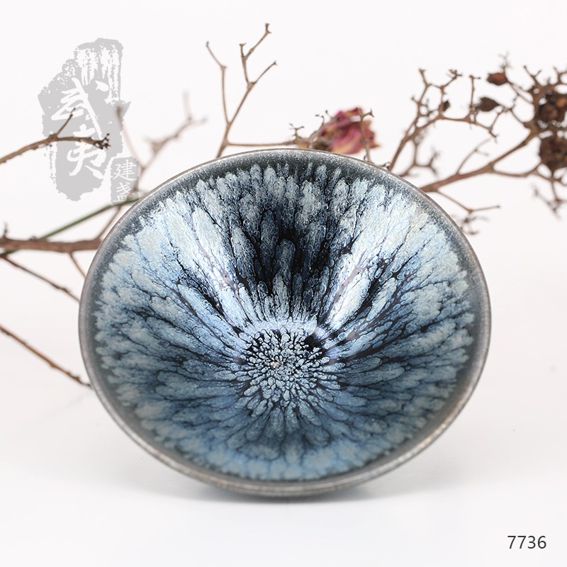 建盏大师蔡龙，撇口百花盏