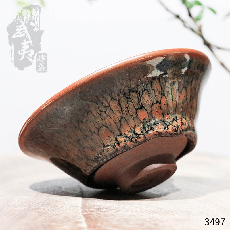 建盏大师陈大鹏，撇口绿鹧鸪
