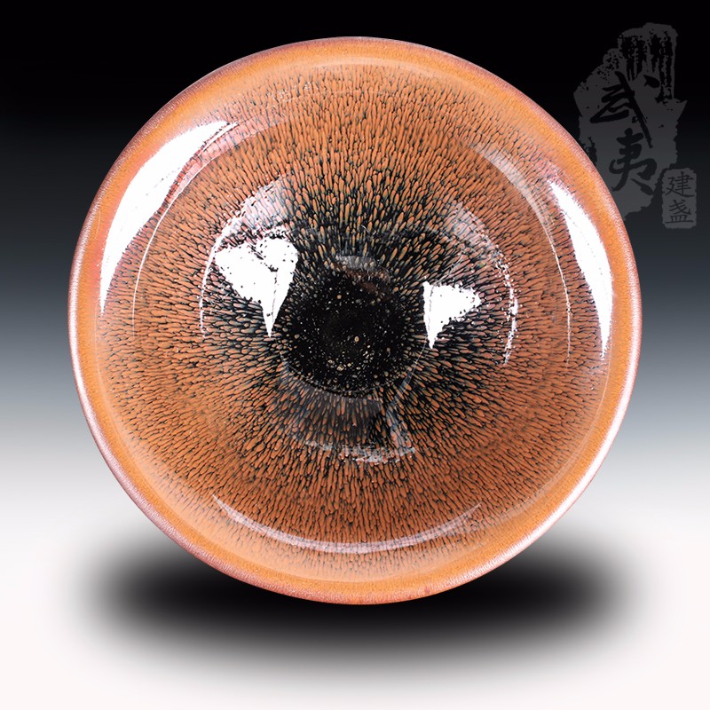 叶礼旺大师作品，撇口兔毫建盏