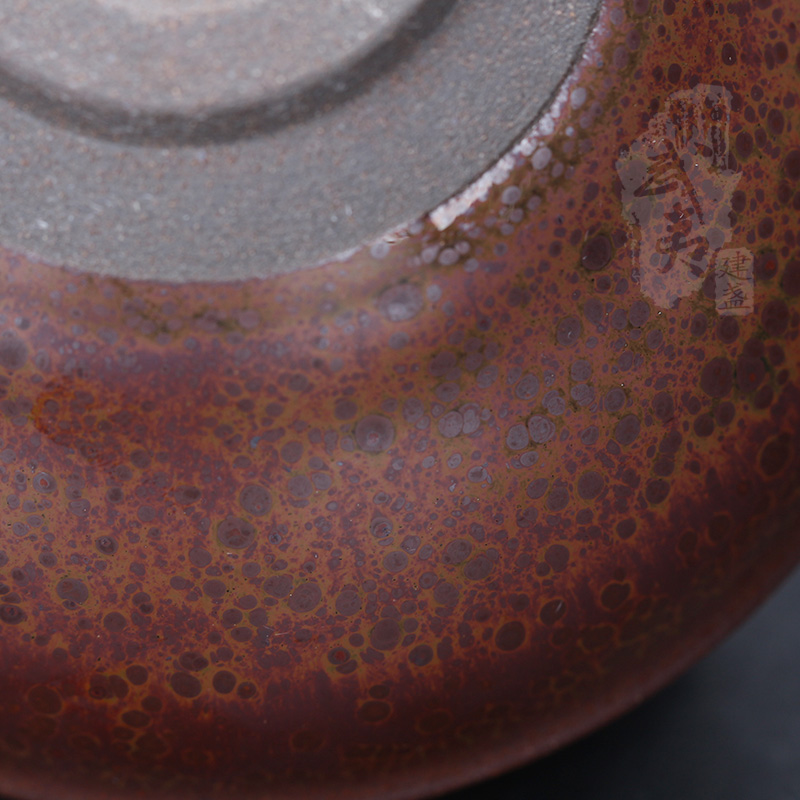 建盏大师李振贵，束口油滴盏