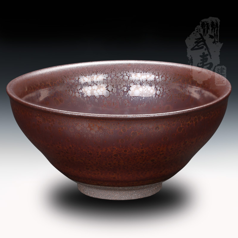 建盏大师李振贵，束口油滴盏