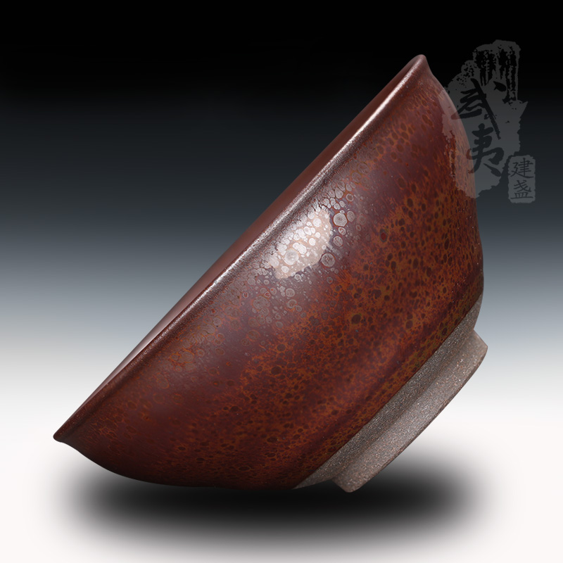 建盏大师李振贵，束口油滴盏