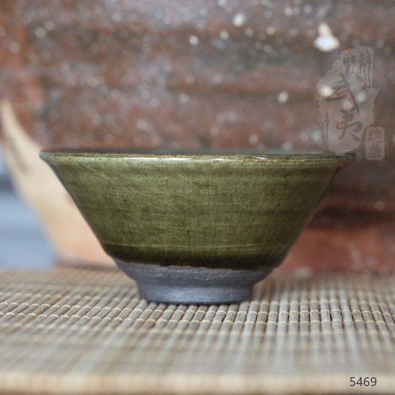 建盏大师吕竹兴，撇口仿古茶叶末盏- 隐庐器
