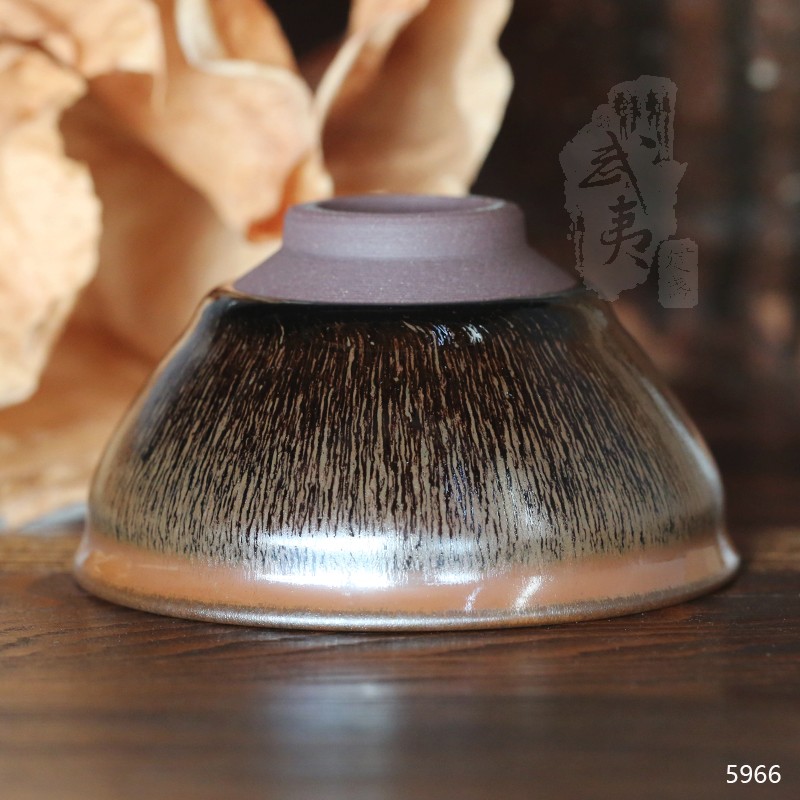 建盏大师叶礼忠，酱釉兔毫盏