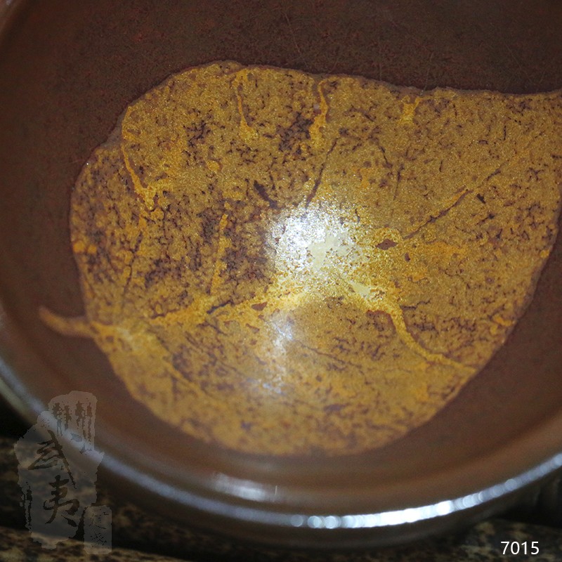 建盏大师孙莉，柿红木叶盏