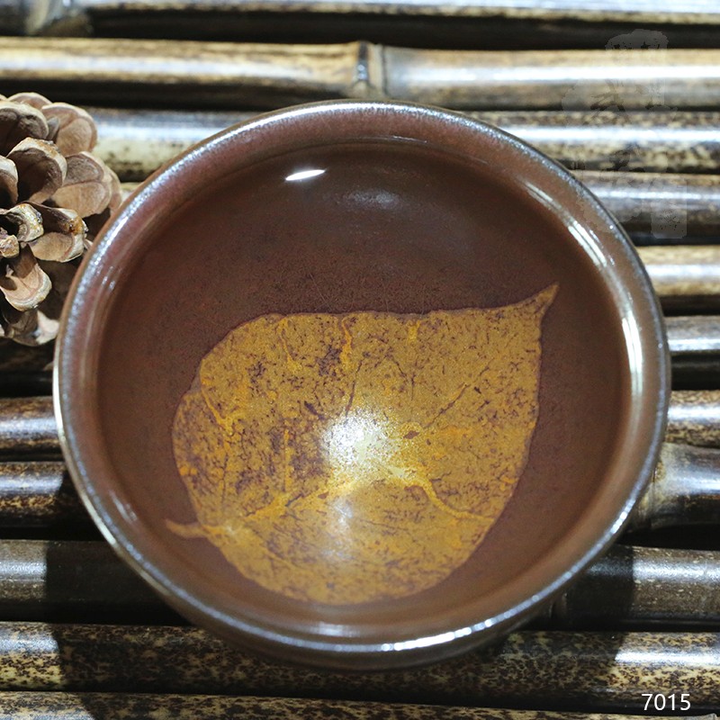 建盏大师孙莉，柿红木叶盏