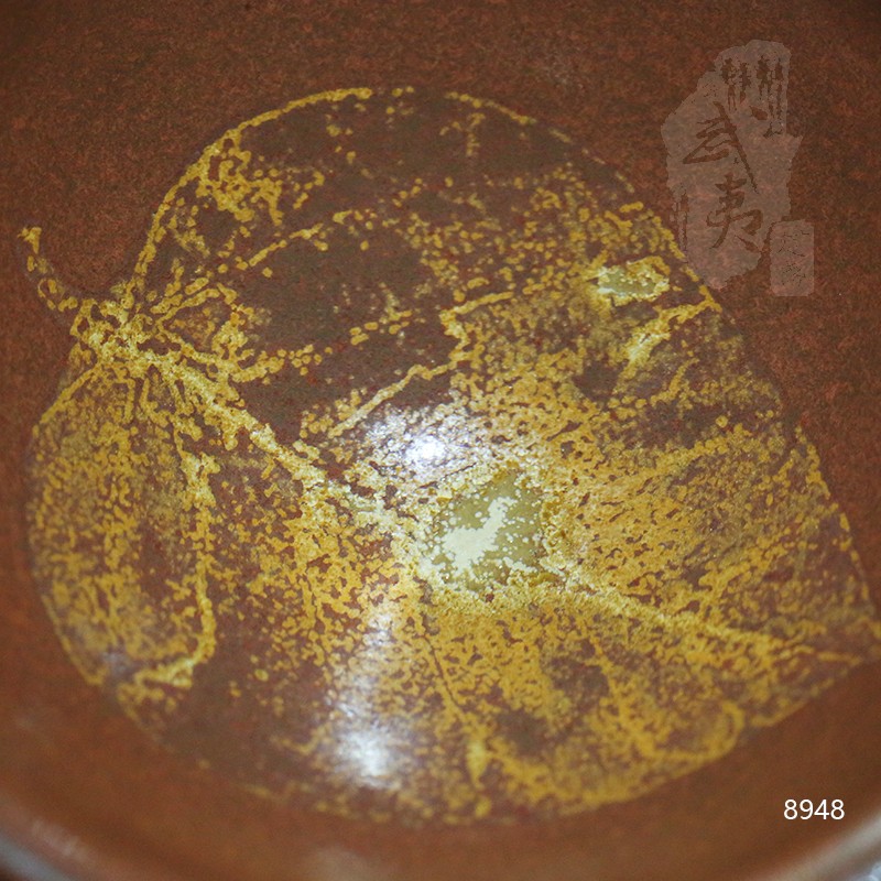 建盏大师孙莉，柿红木叶盏