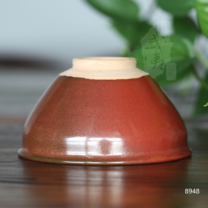 建盏大师孙莉，柿红木叶盏