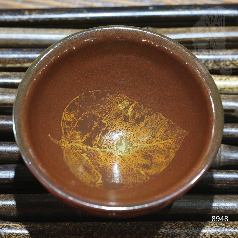 建盏大师孙莉，柿红木叶盏