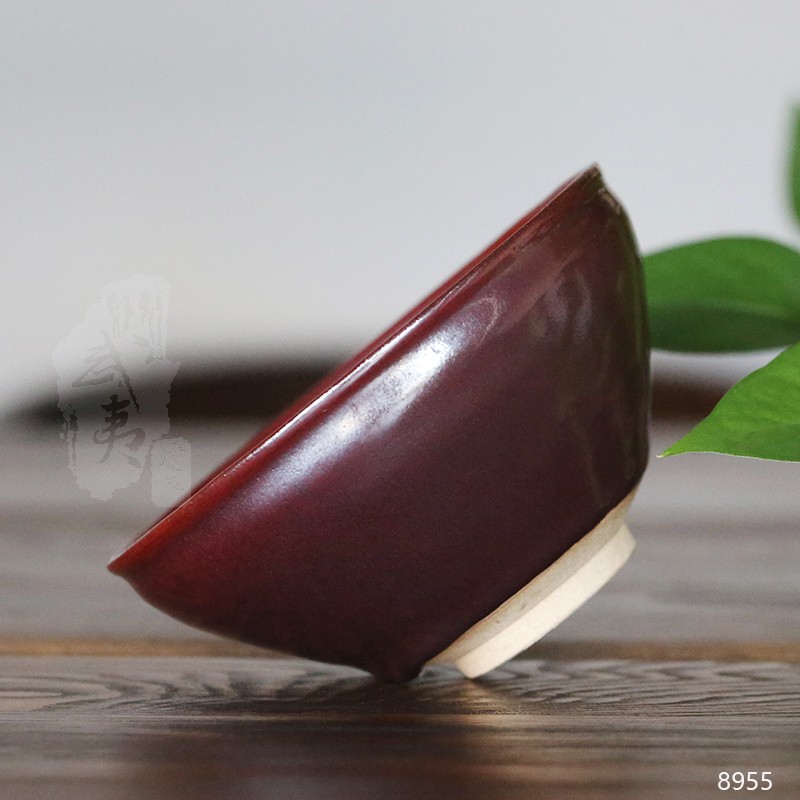 建盏大师孙建兴，柿红木叶碗