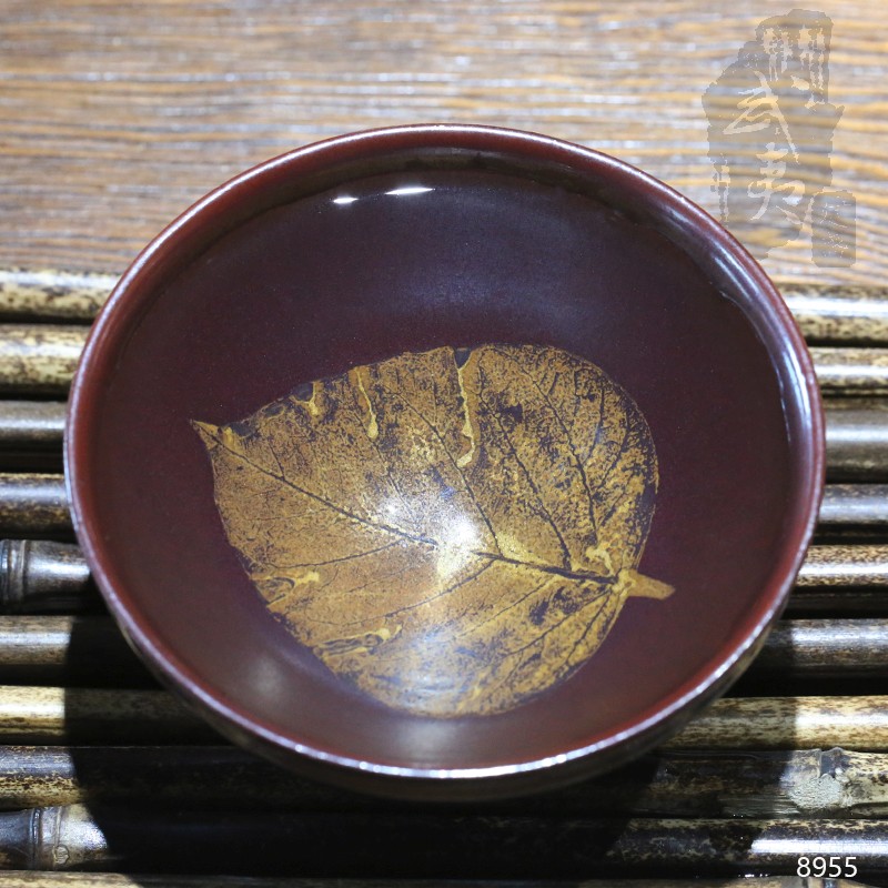 建盏大师孙建兴，柿红木叶碗