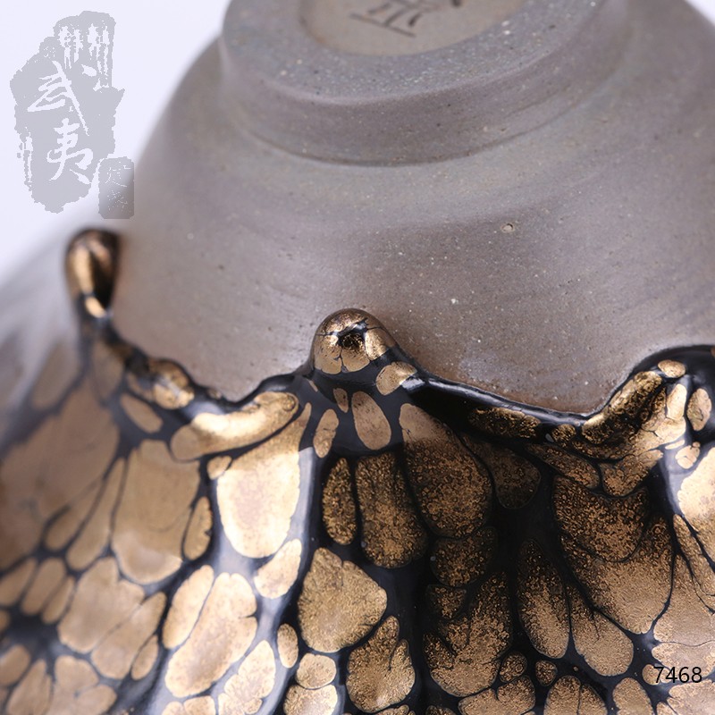 建盏大师黄美金,撇口金油滴