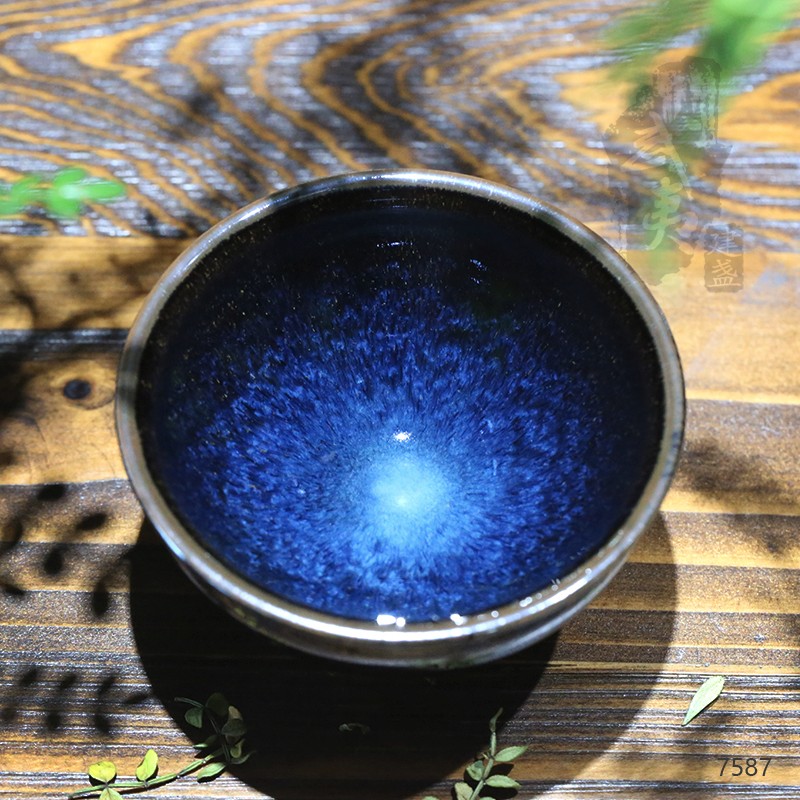建盏大师孙莉，乌金蓝釉盏