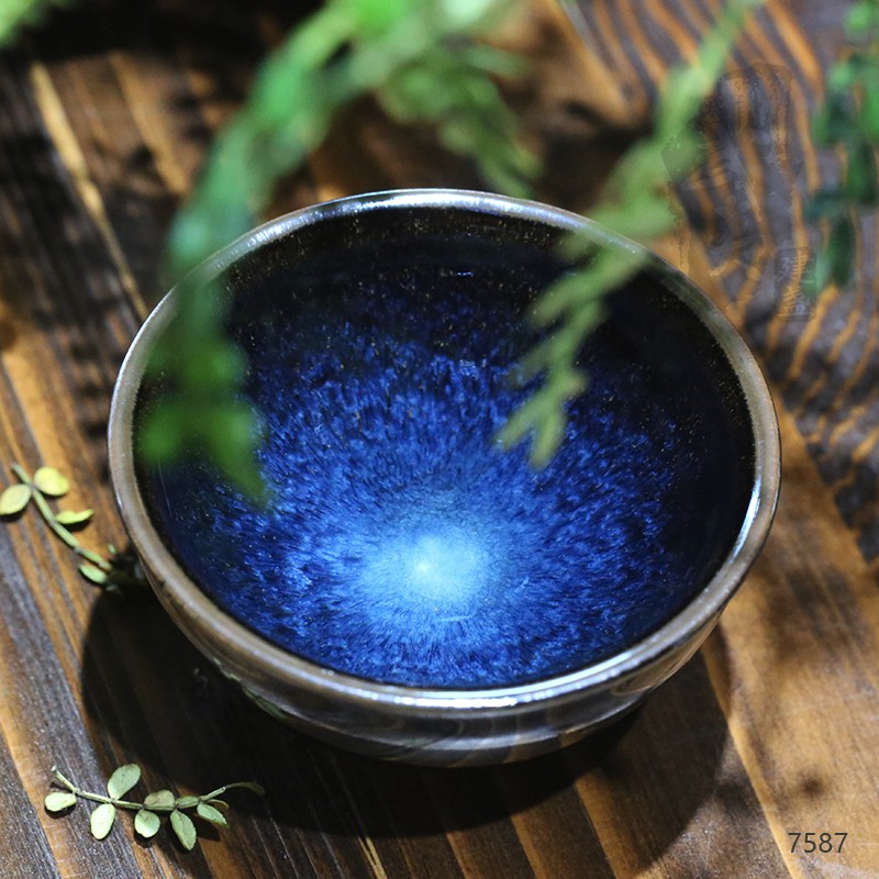 建盏大师孙莉，乌金蓝釉盏