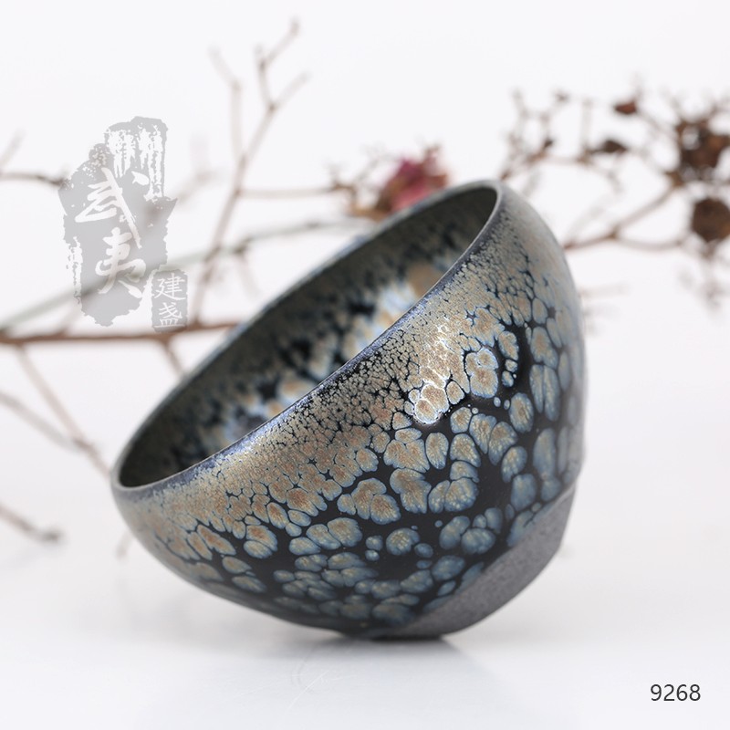 建盏大师饶飞雄，赖敏惺，敛口蓝油滴