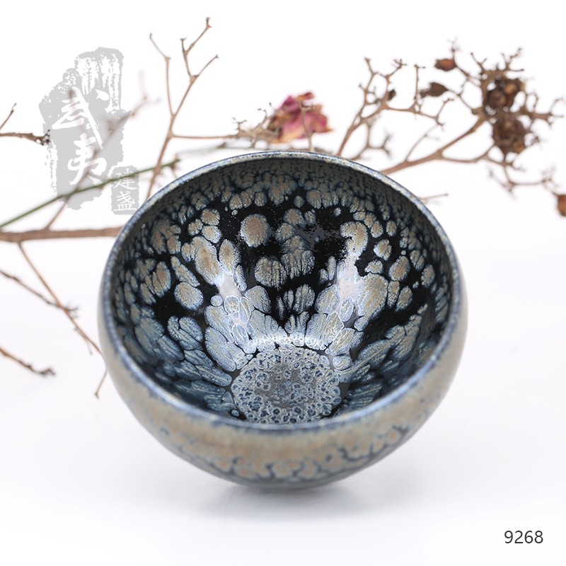 建盏大师饶飞雄，赖敏惺，敛口蓝油滴