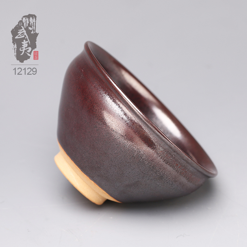 建盏大师孙莉，柿红木叶盏