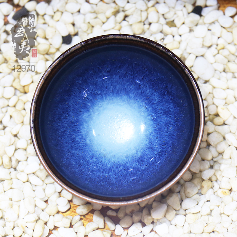 建盏大师孙莉，乌金蓝釉盏