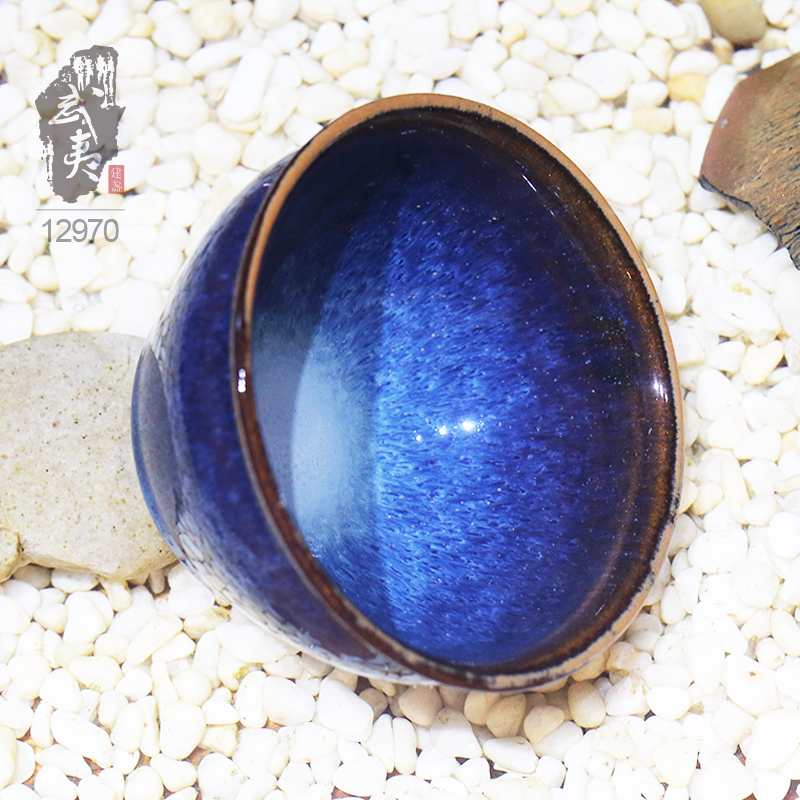 建盏大师孙莉，乌金蓝釉盏