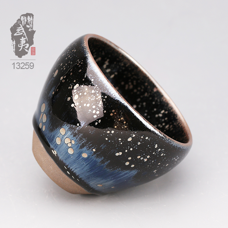 建盏大师阙梅娇，黑牡丹紫金油滴盏
