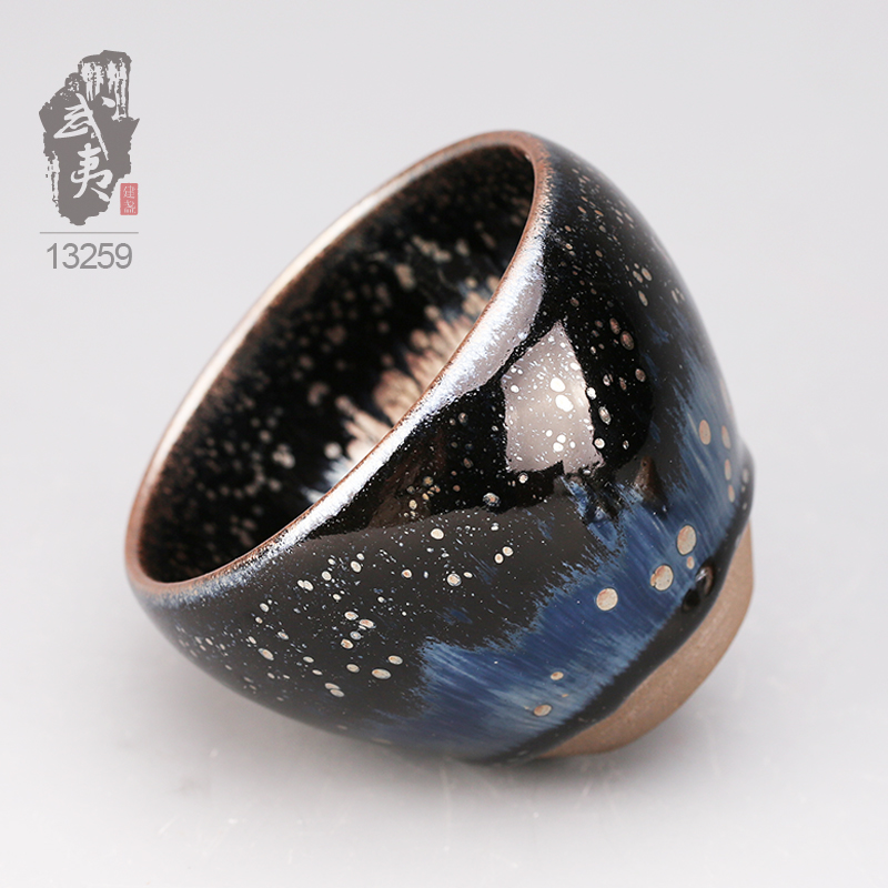 建盏大师阙梅娇，黑牡丹紫金油滴盏