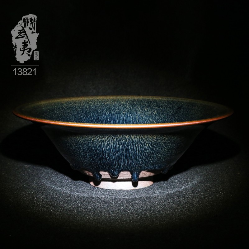 建盏大师叶礼旺，撇口青毫大盏