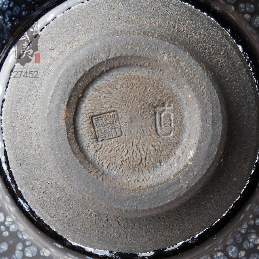 建盏大师李达，双落款撇口鹧鸪斑茶盏- 隐庐器