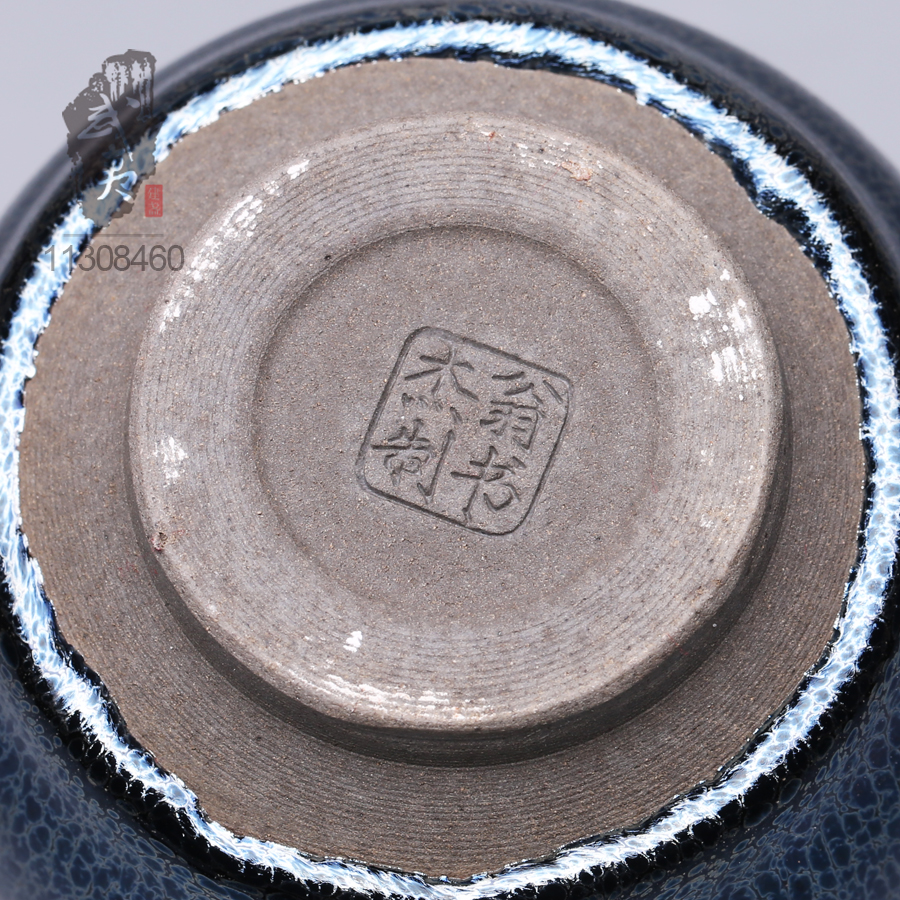 建盏大师翁书杰，蓝麒麟盖碗- 隐庐器