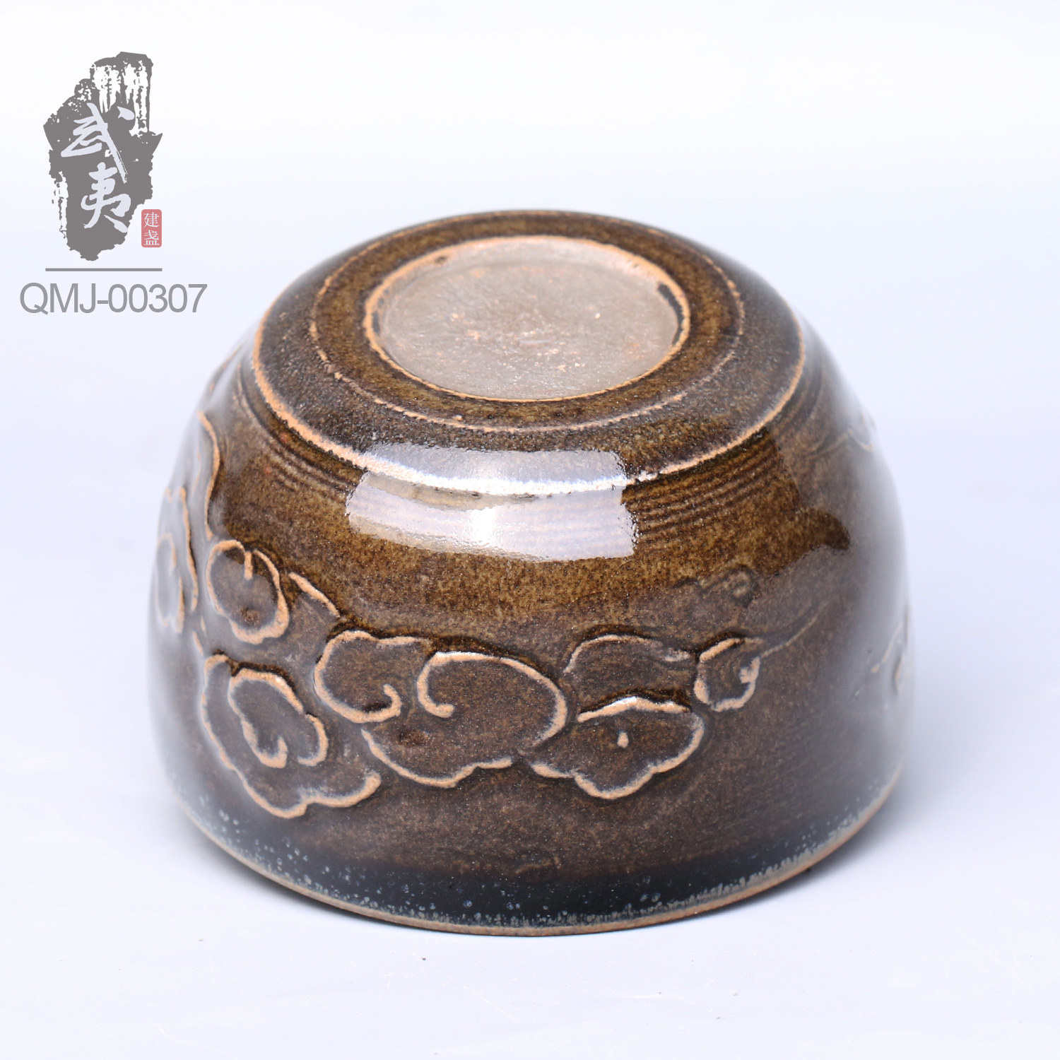 稀少名家盛丙云大师刻 牡丹诗文扇骨美術品 古董品收藏品 建盏阙梅娇，黑牡丹雕刻祥云- 隐庐器