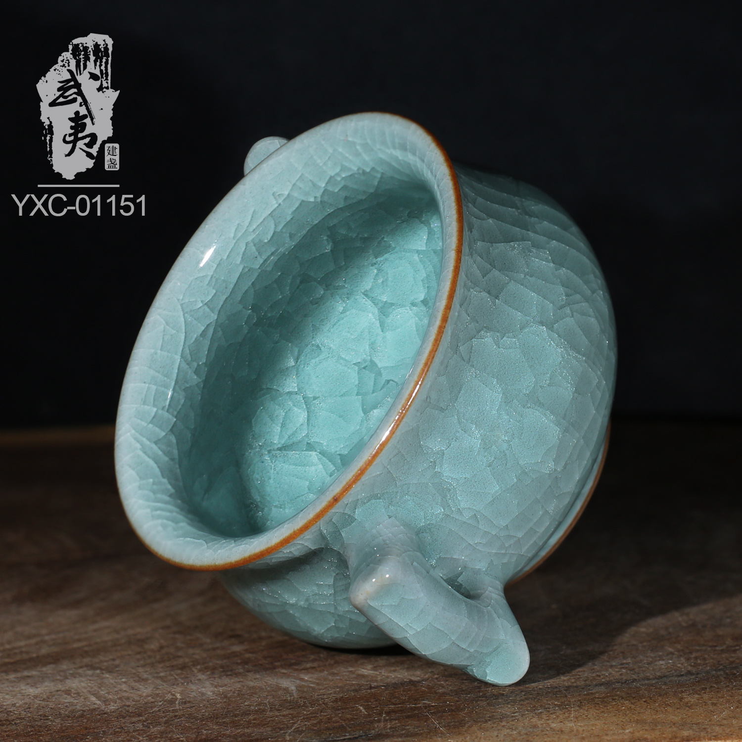 香炉 龍泉窯青磁琴炉 二重箱：XG-2-11 香炉 龍泉窯青磁琴炉二重箱：XG-2-11