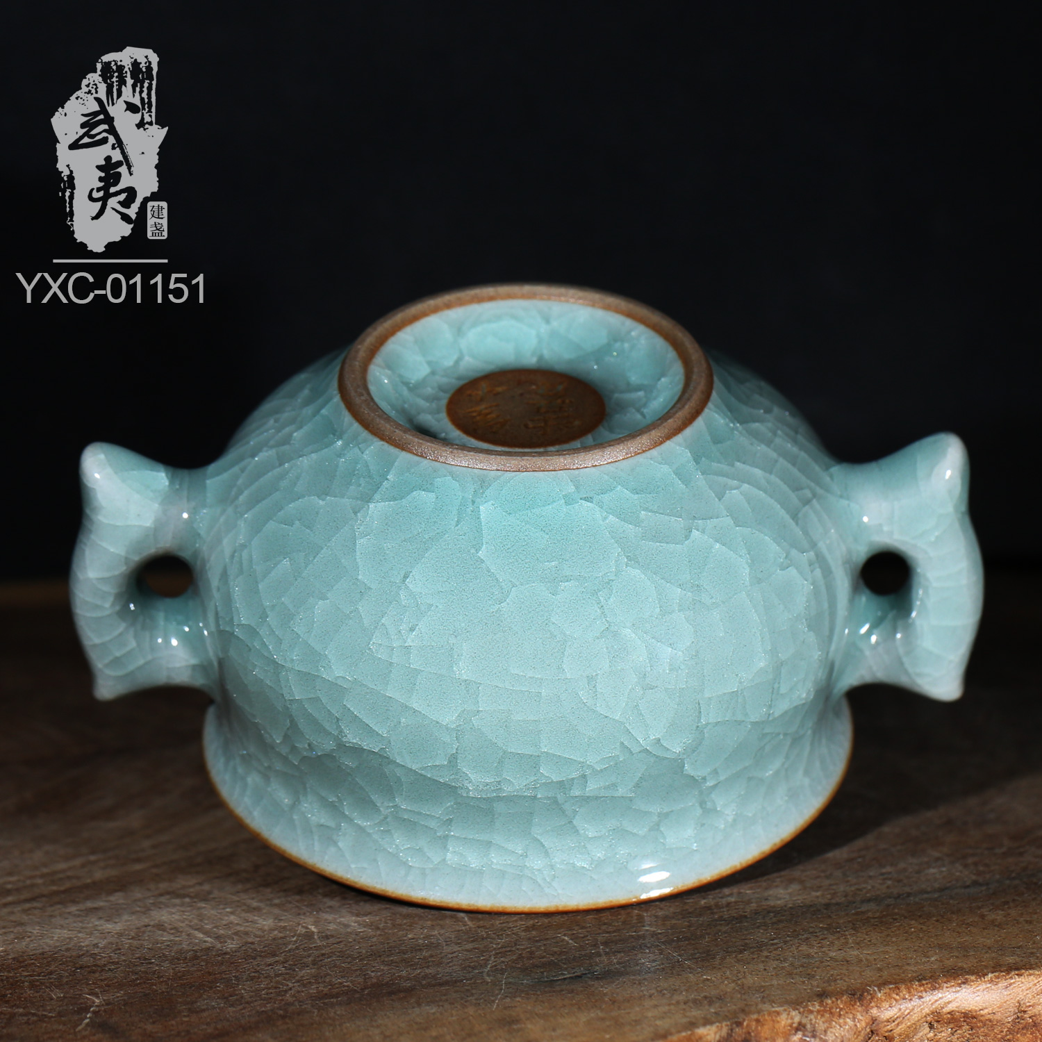 香炉 龍泉窯青磁琴炉 二重箱：XG-2-11 香炉 龍泉窯青磁琴炉二重箱：XG-2-11